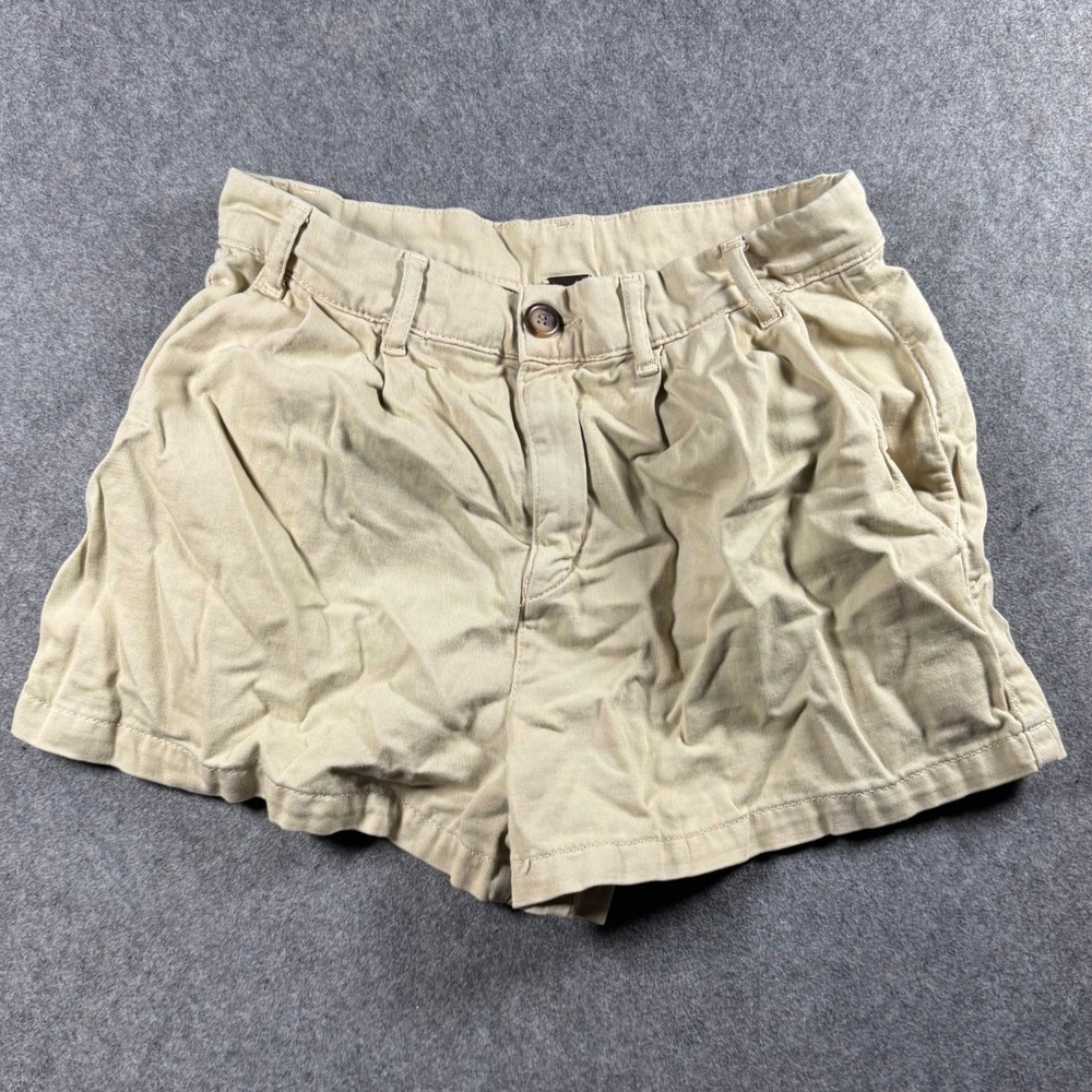 Free People Khaki Tan Pleated High Waisted Chino Shorts Womens Size 2